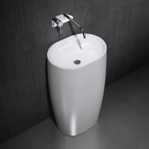 Stone Resin Pedestal Freestanding Oval Basin | Colossum 32