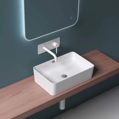 Counter Top Rectangle Ceramic Bathroom Basin Shallow 315 x 480mm | Bruessel 180c