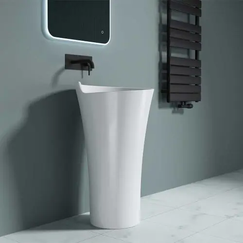 Stone Resin Pedestal Freestanding Round Basin | Colossum 30