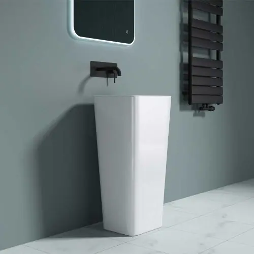 Stone Resin Rectangle Pedestal Freestanding Basin | Colossum 31