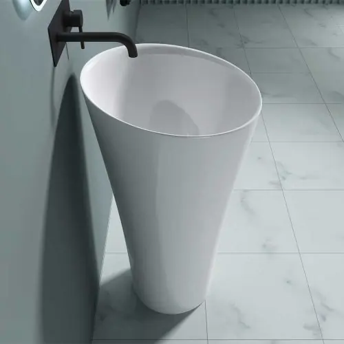 Stone Resin Pedestal Basin - Round Freestanding Bathroom Sink | Colossum 33