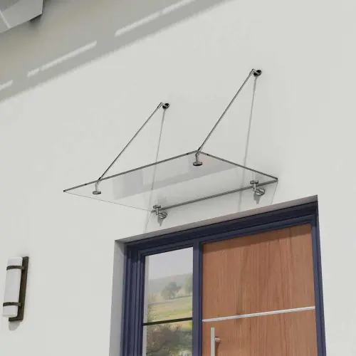 Glass Over Door Canopy | Stainless Steel Support Brackets & 13mm Thick Clear Safety Glass