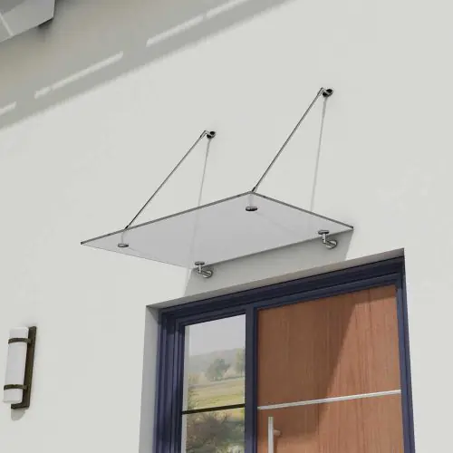 Glass Over Door Canopy for Porch Shelter | Stainless Steel Support Brackets & 13mm Thick Frosted Safety Glass
