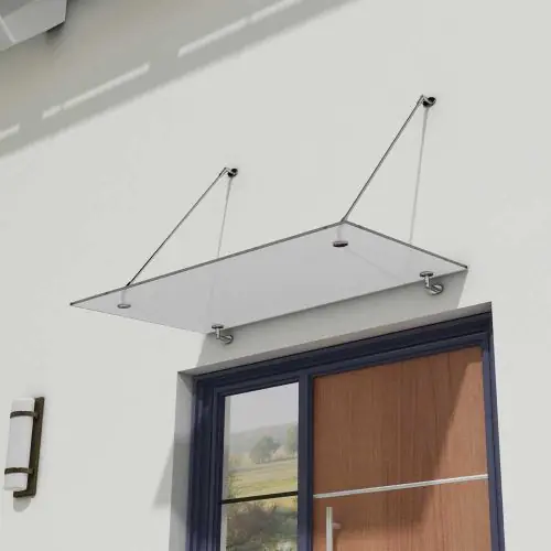 Glass Over Door Canopy for Porch Shelter | Stainless Steel Support Brackets & 13mm Thick Frosted Safety Glass