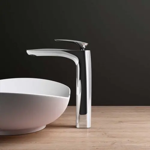 High Quality Bathroom Chrome Single Lever Monobloc Mixer Basin Tap - Counter Top - Chrome