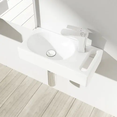 Small Cloakroom Ceramic Sink with Towel Rail 440 x 220mm | Brussel 3086