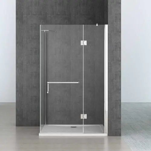 L Shape Hinged Door Shower Enclosure with Towel Rail Bar Handle - 8mm Safety Clear Glass | Ravenna 4