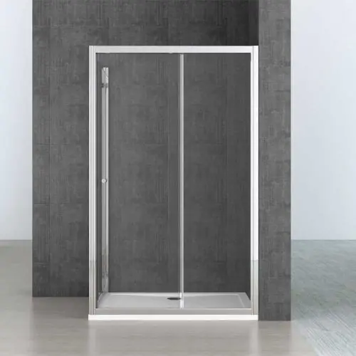 L Shape Framed Shower Enclosure Sliding Door 6mm Safety Clear Glass | Ravenna 12