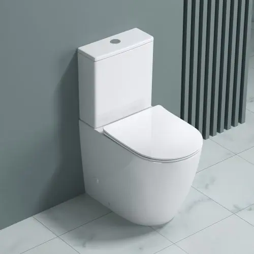 Close Coupled Rimless Toilet With Soft Close Seat