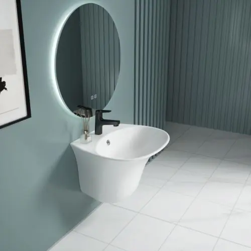 Wall Hung Curved Ceramic Basin 490 x 445mm | Brussel HWB003