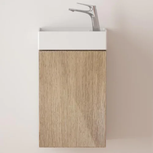 Durovin Bathrooms 400mm Wall Mounted Vanity Unit Include Basin - Soft Close Door - 710mm — 220mm(H-D)- Light Brown