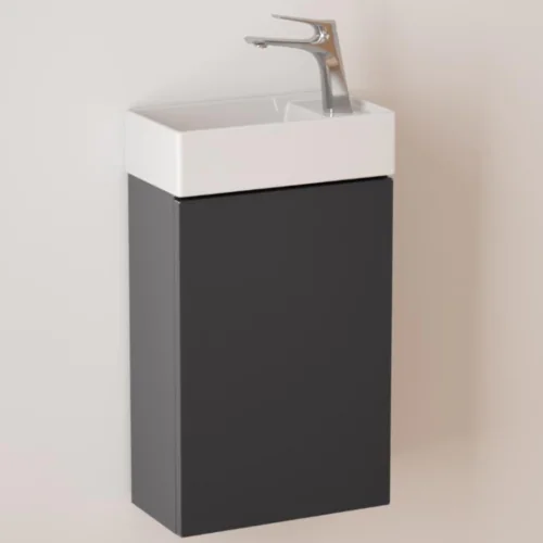 Durovin Bathrooms 400mm Wall Mounted Vanity Unit Include Basin - Soft Close Door - 710mm  220mm(H—D) - Dark Grey 