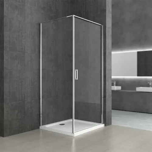 L Shape Rectangular Hinged Shower Enclosure 6mm Safety Clear Glass | Ravenna 56
