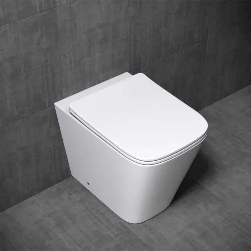 Open Rim Back To Wall Ceramic Toilet Pan With Slim Soft Close Seat Aachen 3170