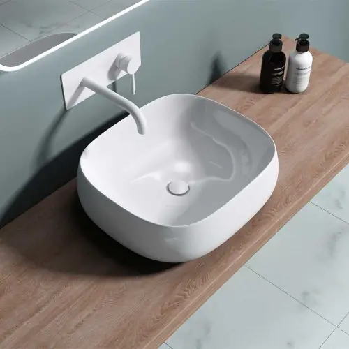 Counter Top Rouned Wall Rectangular Bathroom Basin 460 x 420mm | Brussel 5104