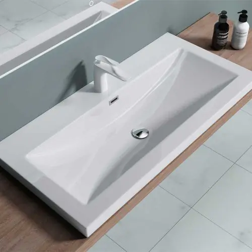 Semi Recessed Rectangular Stone Resin Basin 1000 x 480 x 130mm | Colossum 1 1000mm