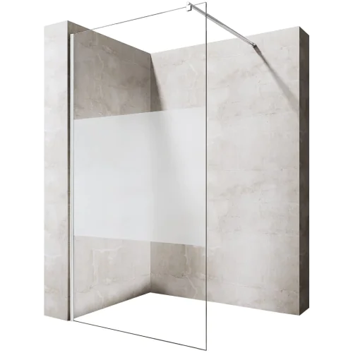 Wetroom Walk In Shower Screen 8mm Toughened Safety Glass Frosted Strip