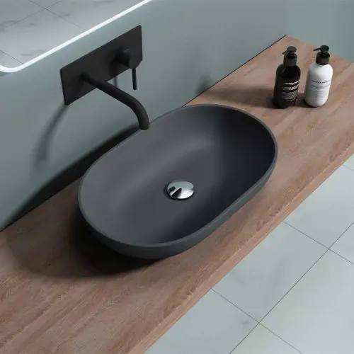 Counter Top Rounded Stone Resin Basin 540 x 340mm | Colossum 808