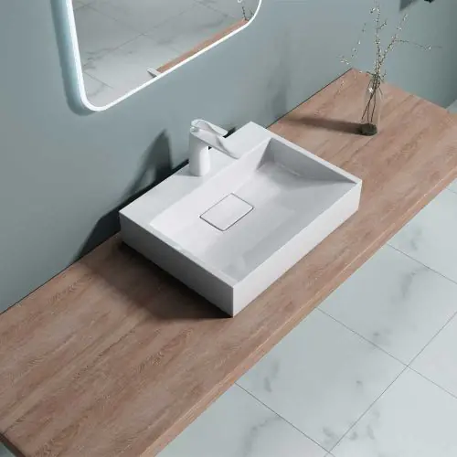 Rectangular Wall Hung & Counter Top Stone Resin Basin Tap Hole | Colossum 19