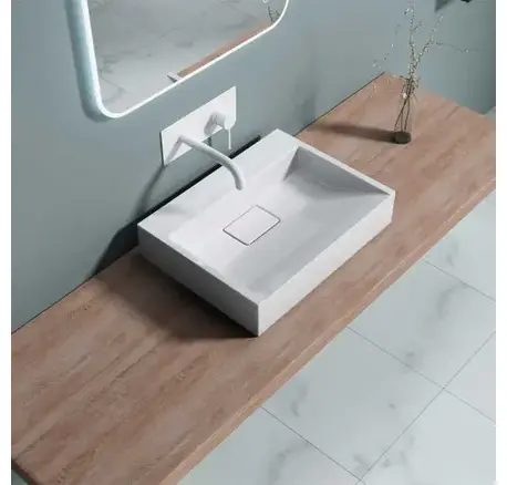 Wall Hung Basin No Tap Hole Stone Resin Countertop Sink