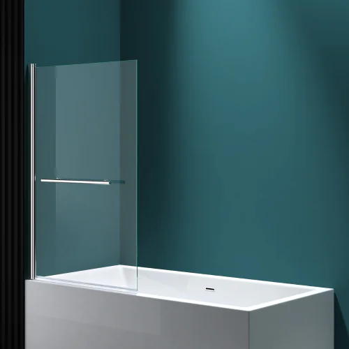 Durovin 1400 x 960mm Over Bath Shower Screen – 180° Pivot Glass Door with Towel Rail