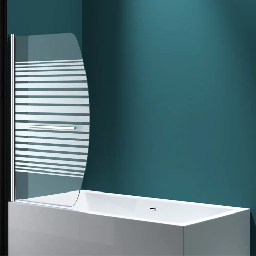 curvy over bath screen with stripe pattern