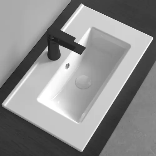 Durovin Bathrooms Luxurious Ceramic Basin - Semi Recessed Bathroom Basin Sink- Bathroom Vessel Sink - One Tap Hole with Overflow