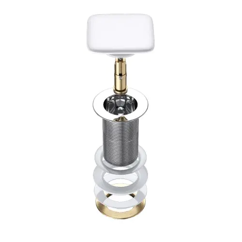 Square Unslotted Sprung Plug Basin Waste with Ceramic Cover Cap