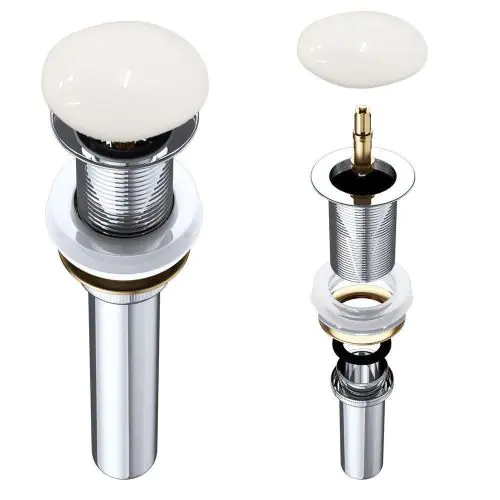 Round Unslotted Sprung Plug Basin Waste With Ceramic Cover Cap First Image