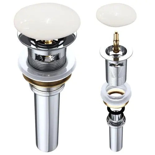 Round Slotted Sprung Plug Basin Waste with Ceramic Cover Cap First Image