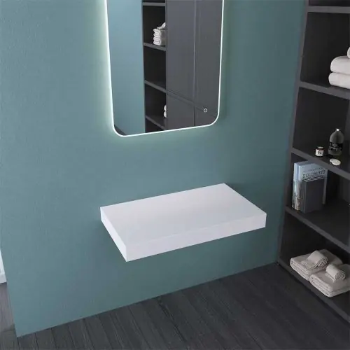 White Stone Bathroom Shelf For Basin