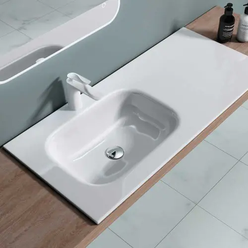 Semi Recessed Stone Resin Single Basin 1000 x 480mm | Colossum 04