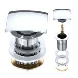 Chrome Square Unslotted Basin Waste Plug First Image