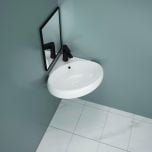 Ceramic Corner Wall Hung Sink Basin for Cloakroom Bathroom- Round Shape Washing Bowl