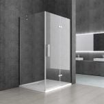 Frameless Clear L Shape Rectangular Shower Enclosure Hinged Door 6mm Safety Glass | Ravenna 28 Clear