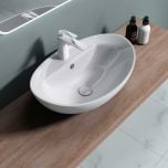 Counter Top Oval Ceramic Basin One Tap Hole 590 x 390mm | Brussel 302