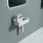 Small Cloakroom Basin|Wall Hung Compact Ceramic Bathroom Sink 370 x 180mm LH Tap|Brussel 3053R