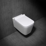 Wall Hung Gloss White Ceramic Toilet with Thin Soft Close Toilet Seat Aachen 107 Second Image