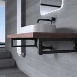 Rectangular Matte Black Steel Bracket for Bathroom Basin Shelf - 450 mm