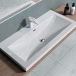 Semi Recessed Rectangular Stone Resin Basin 1000 x 480 x 130mm | Colossum 1 1000mm