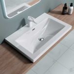 Semi Recessed Rectangular Stone Resin Bathroom Basin 765 x 480 x 130mm | Colossum 1 765mm