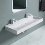 Stone Resin Bathroom Wall Hung & Counter Top Double Basin Two Tap Holes | Colossum 19