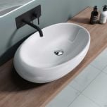Counter Top Oval Ceramic Bathroom Wash Basin Shallow Fill 690 x 420mm | Brussel 488A