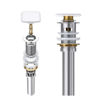 Square Slotted Sprung Plug Basin Waste with Ceramic Cover Cap HY-Pu03