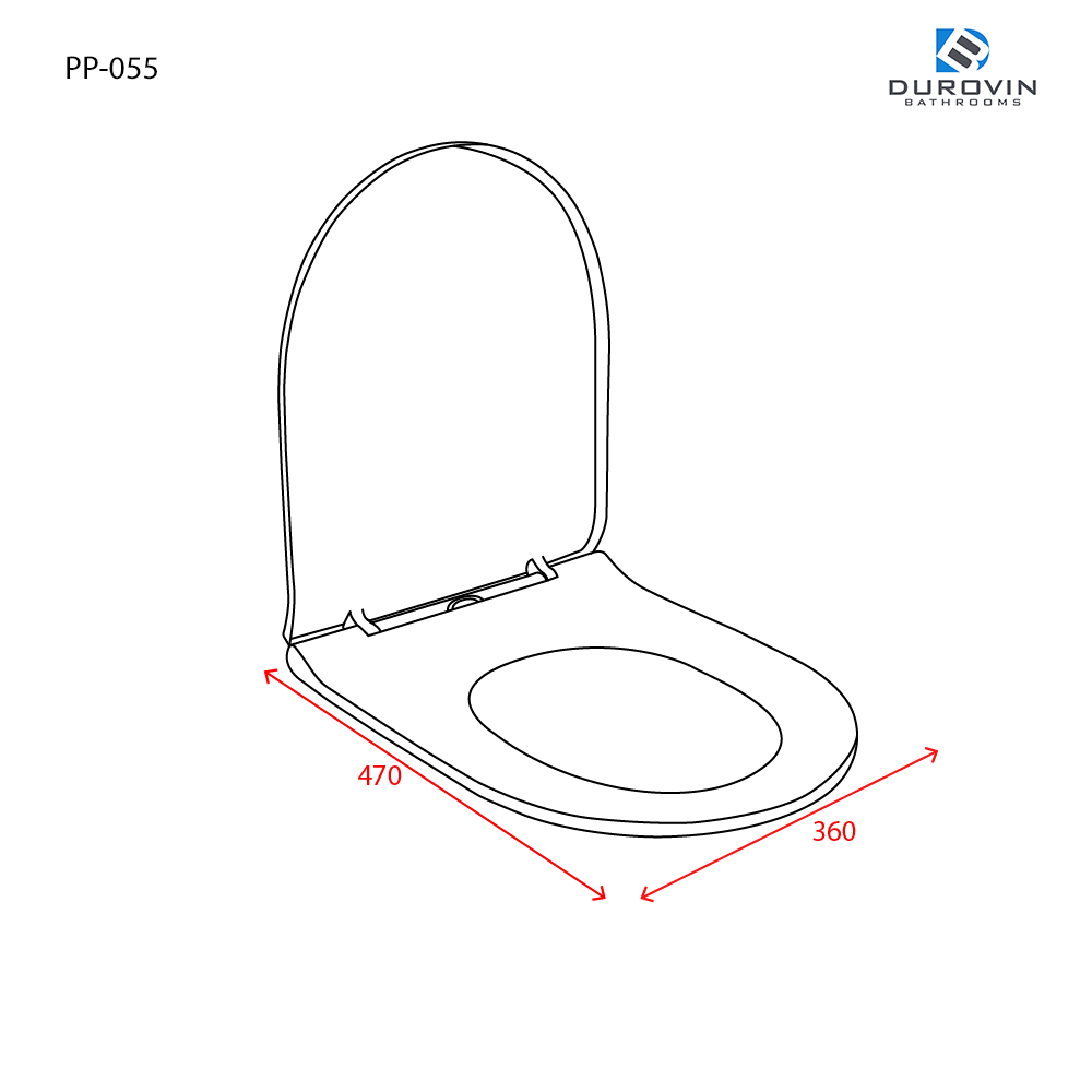 Bathroom Toilet Seat - D Shape Soft Close & Quick Release