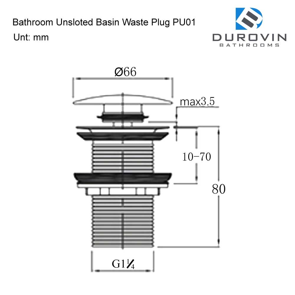 Round Unslotted Basin Waste With Removable Click Clack